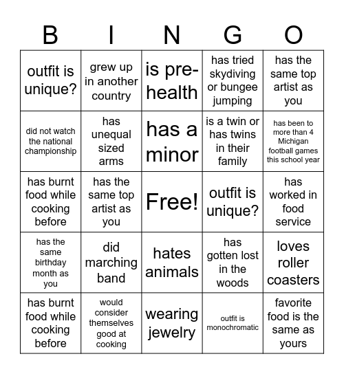 Find someone who! Bingo Card