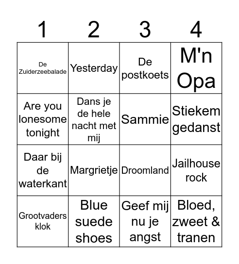 Muzikale Bingo  Bingo Card
