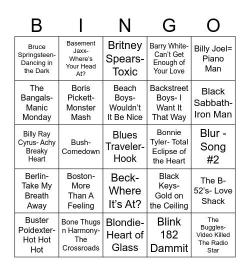 Radio Bingo "B"ingo Bingo Card
