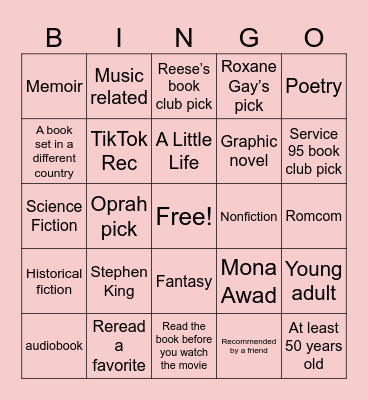 Reading 2024 Bingo Card