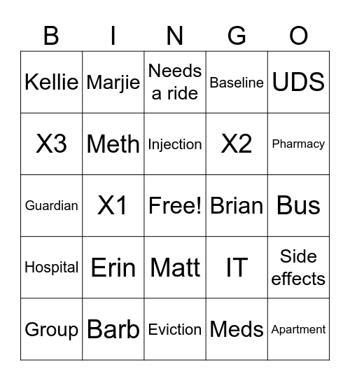 Morning Meeting Bingo Card