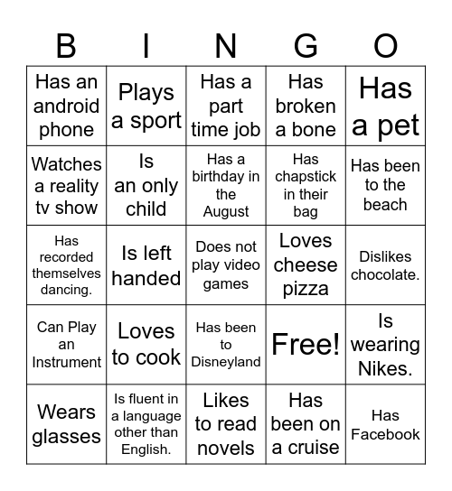 Find Someonewho? Bingo Card