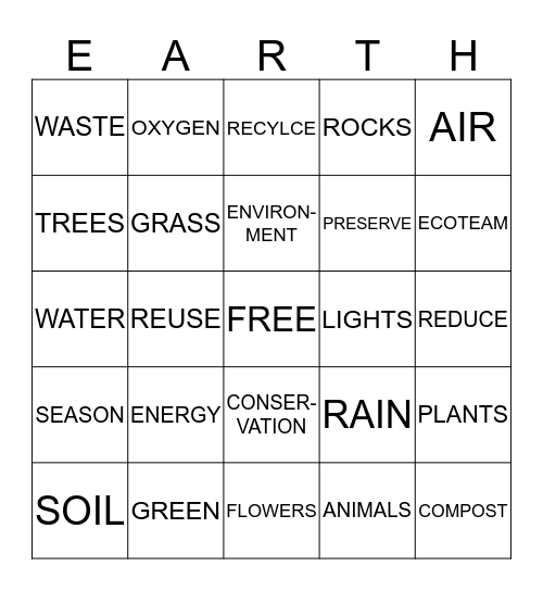 EARTH DAY  Bingo Card