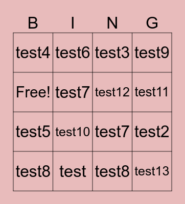TESTALLY Bingo Card