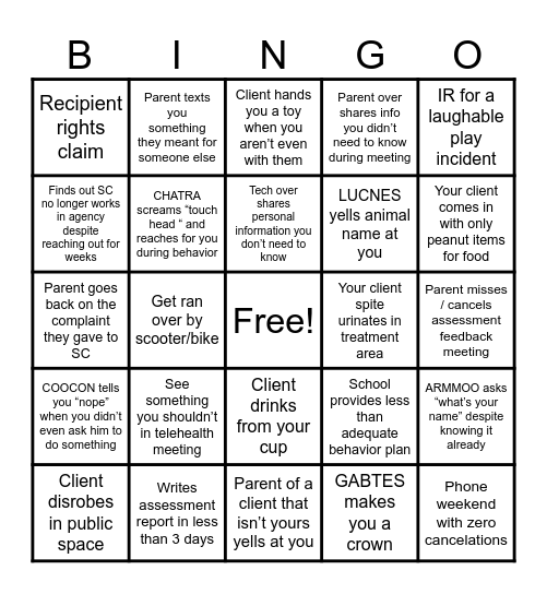 2024 Clinician Bingo Card