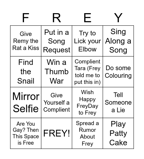 FreyDay Bingo Card