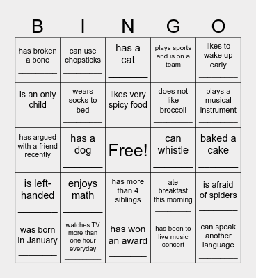 Find Someone Who... Bingo Card