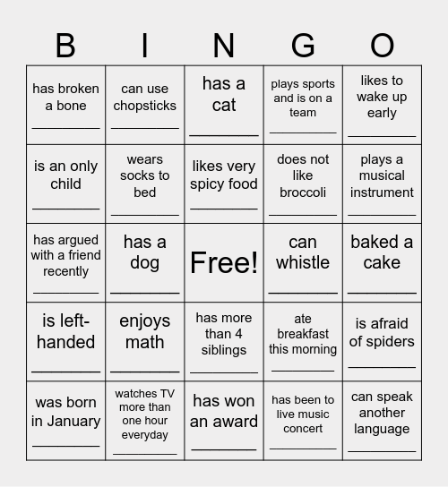 Find Someone Who... Bingo Card