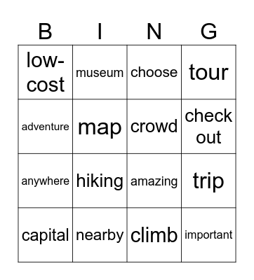 Unit 3 (R&W) Bingo Card