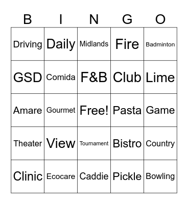 Tagaytay Highlands Bingo Card