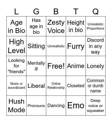 Faggo Bingo Card