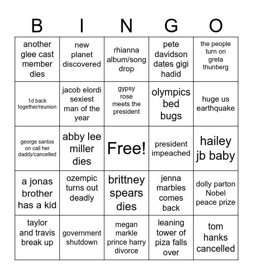 2024 BINGO CARD Bingo Card