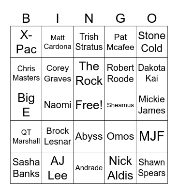 Royal Rumble 2024 Bingo Card