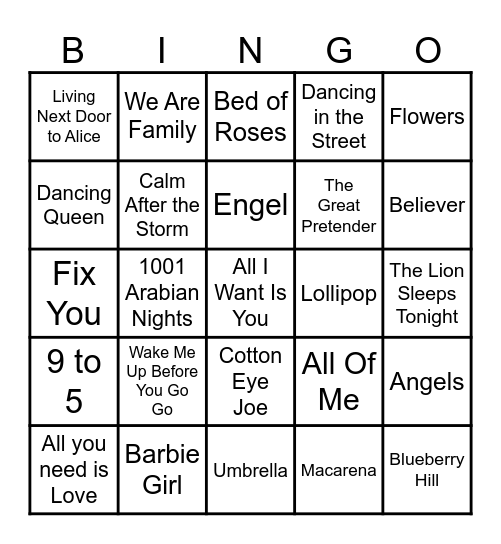 Muziekbingo Card