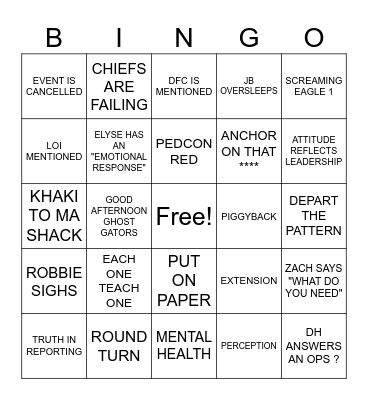 MVD Bingo Card