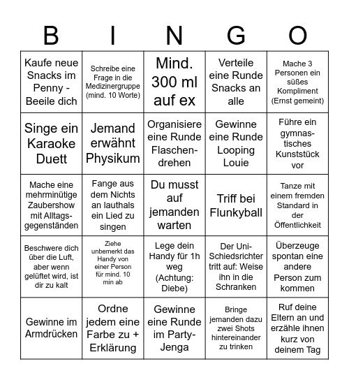 FIONA / CARINA Bingo Card