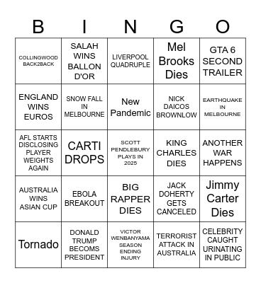 2024 Bingo Card