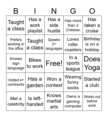 Team Bingo Card