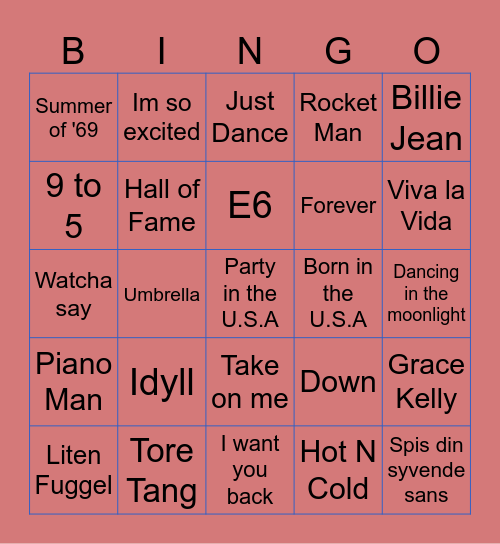 IV MUSIKKBINGO Card