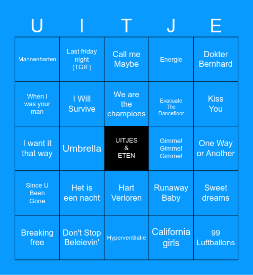 Uitjes muziek bingo Card
