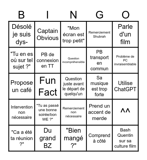 Bruno Bingo Card