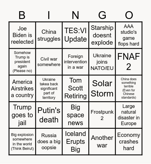 2024 Bingo Card Bingo Card