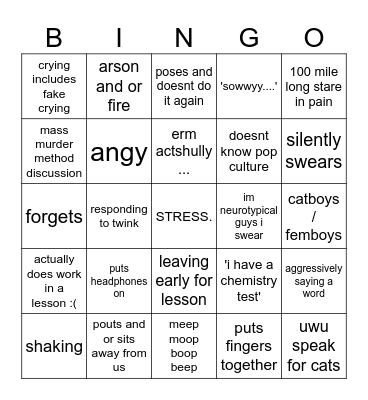 :3 bingo !!!!!1!! Bingo Card