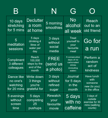 WINTER WELLNESS BINGO Card