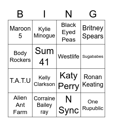 Pop 3 Bingo Card