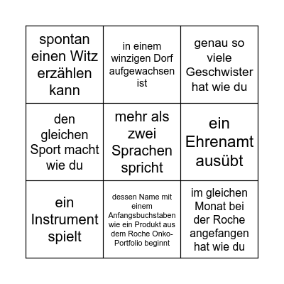 Finde jemaden, der/die... Bingo Card
