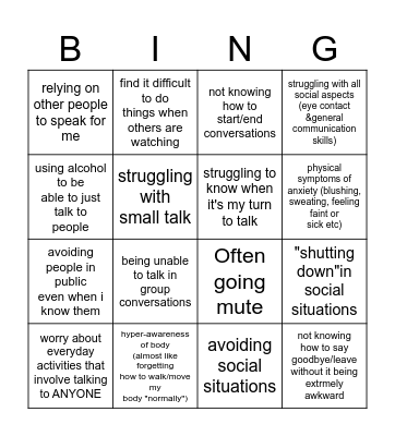 SOCIAL REJECT Bingo Card