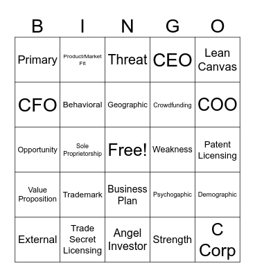 ESB Lesson 5 Bingo Card