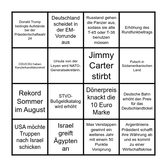 Bingo 2024 - Simon Bingo Card
