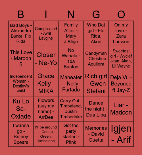 jentene Bingo Card