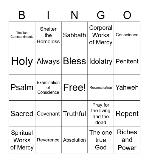 1st-3rd Commandent Review Bingo Card
