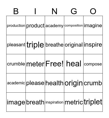 Moonwalk Bingo Card