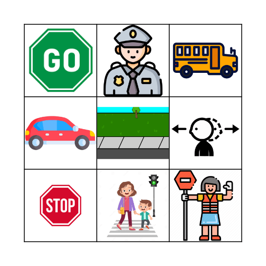 Road Safety Bingo Card