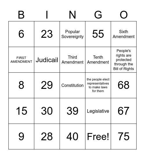 Number Bingo 1-75 Bingo Card