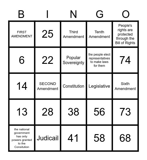 7 Principals of Government Bingo Card