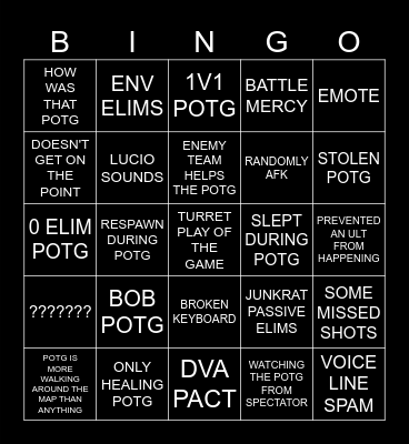 POTG BINGO Card
