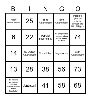 7 Principals of Government Bingo Card