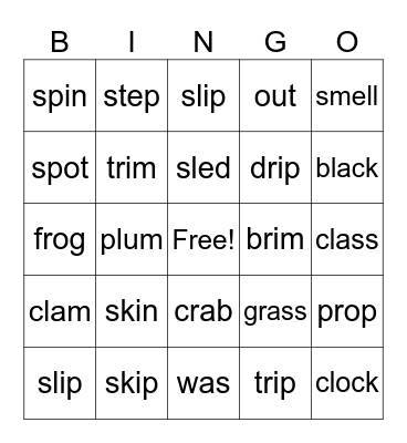 Blends Bingo Card
