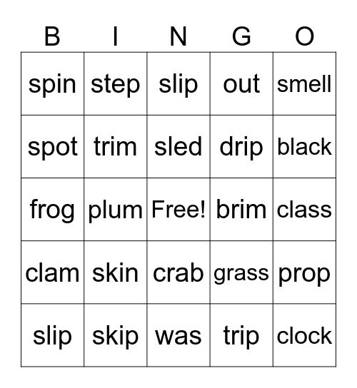Blends Bingo Card