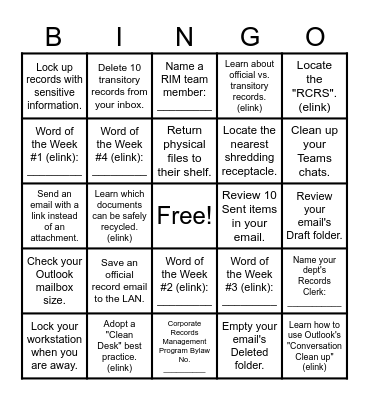 RIM Month Bingo Card