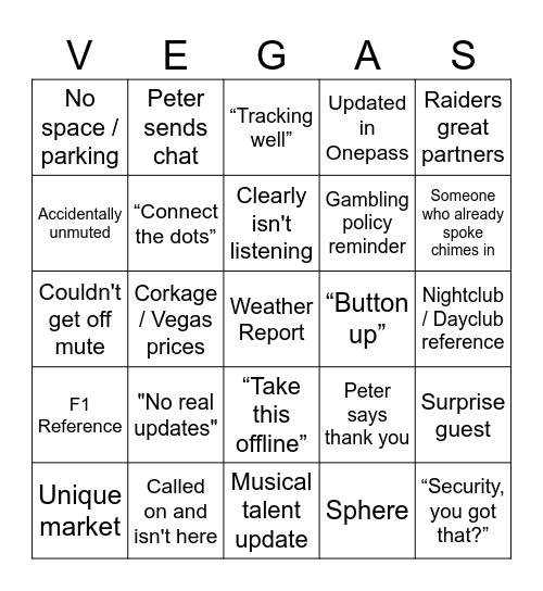 Morning Meeting Bingo Card