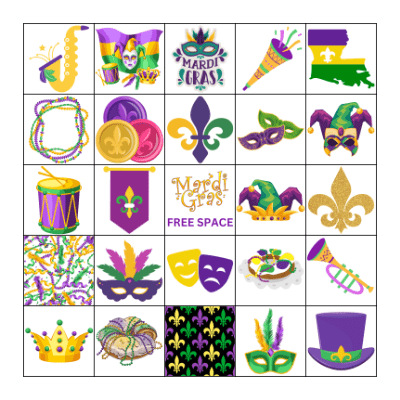 Mardi Gras Bingo Card