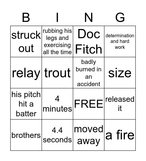 7th Grade Lit. Test 10 Bingo Card
