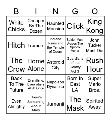Movies Avery Watched In 2023 Bingo Card