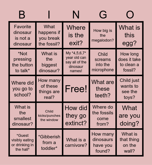 Paleo Window-Bingo! Bingo Card