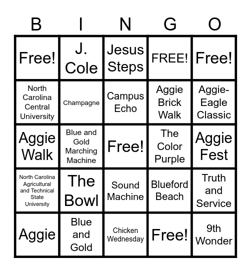 Eagle-Aggie BINGO Card